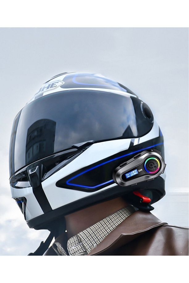 Motorsiklet Kask Interkom Kulaklık Rgb Işık Lcd Ekranlı Bluetooth 5.3 Çift Telefon Bağlantı - 3