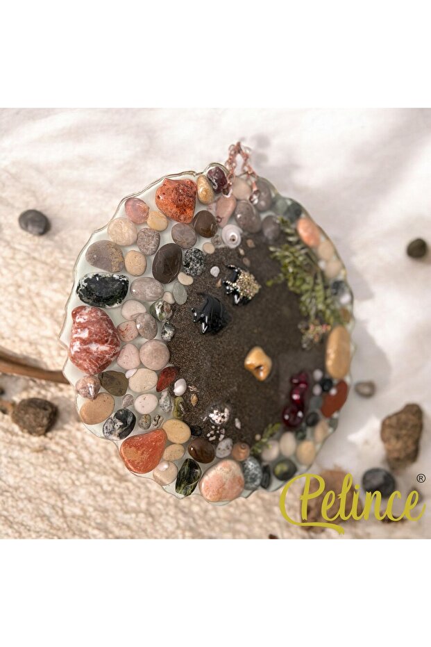 Epoksi Reçine Tablo - Deniz Taşları 01 - Çapı: 30 Cm - 2