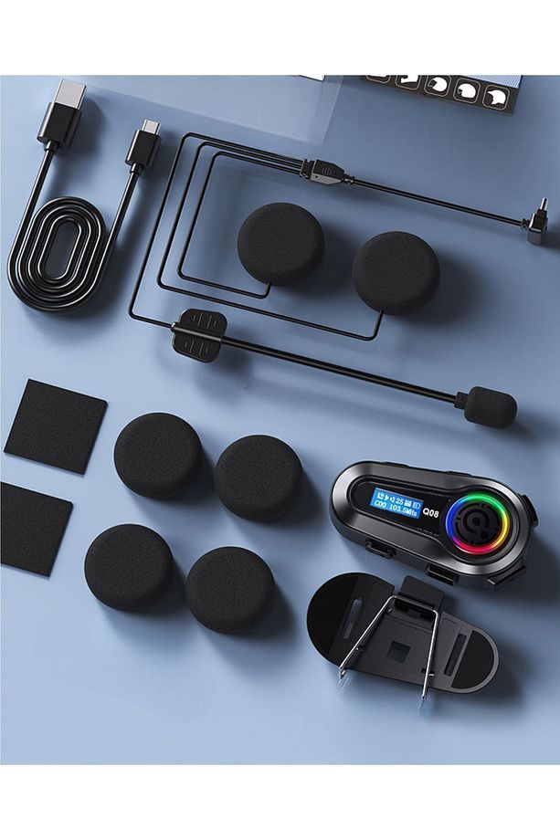 Motorsiklet Kask Interkom Kulaklık Rgb Işık Lcd Ekranlı Bluetooth 5.3 Çift Telefon Bağlantı - 8