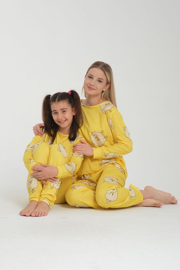 Rasa Sarı Pijama Takımı 3 Parça Alt Üst Bere Uzun Süper Soft Fnm - 2