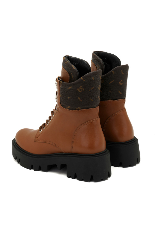 Alvar Taba Kadın Monogram Deri Bot - 5