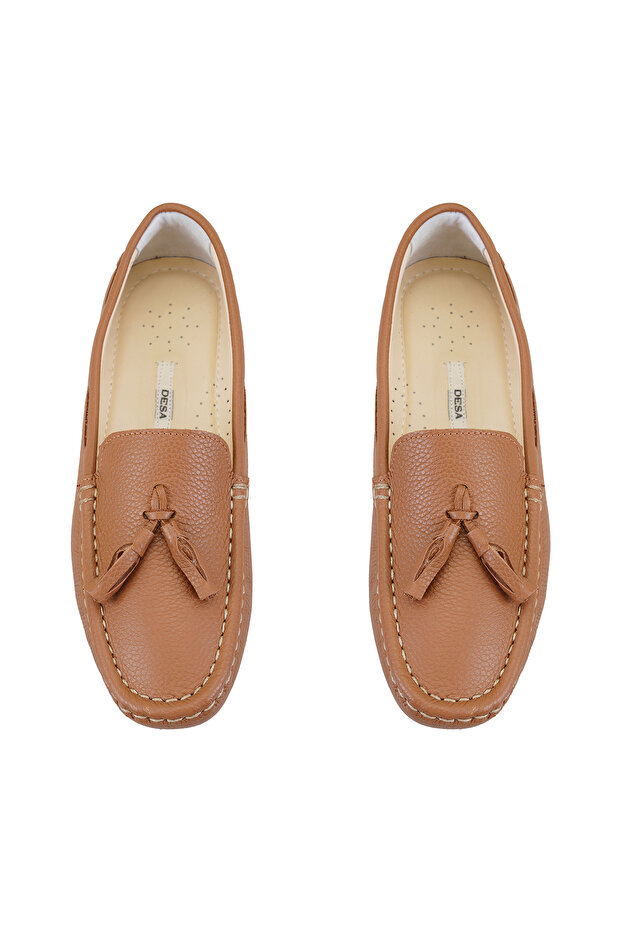 Kadın Taba Deri Loafer - 5