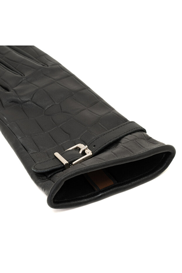 Siyah Kadın Deri Eldiven - 4