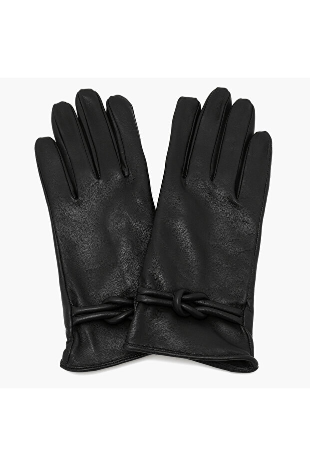 Siyah Kadın Deri Eldiven - 2