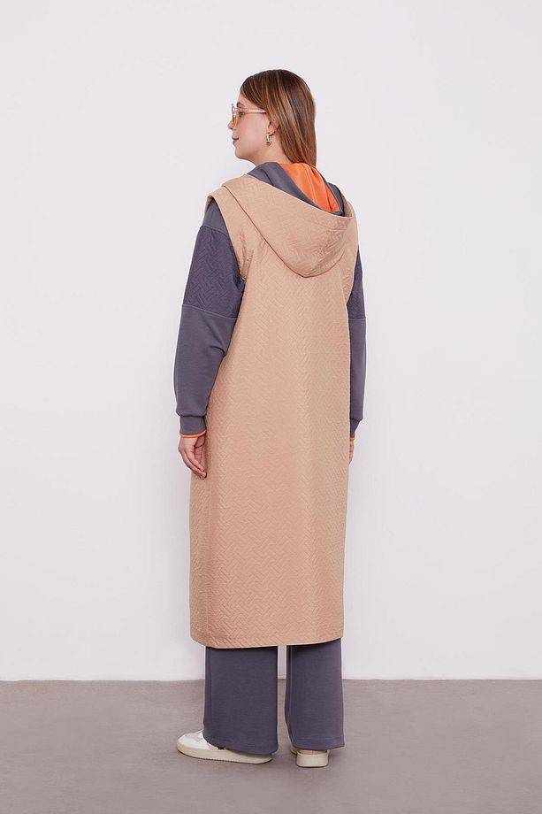 Camel Taş Zincirli Kapitone Yelek - 7
