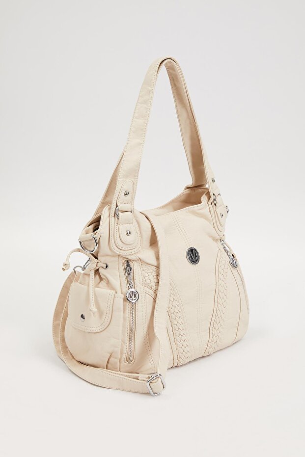 حقيبة كتف بنمط كريمي - 1