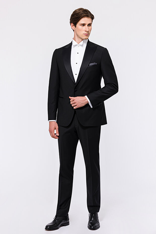 Erkek Siyah Yün Smokin - 5