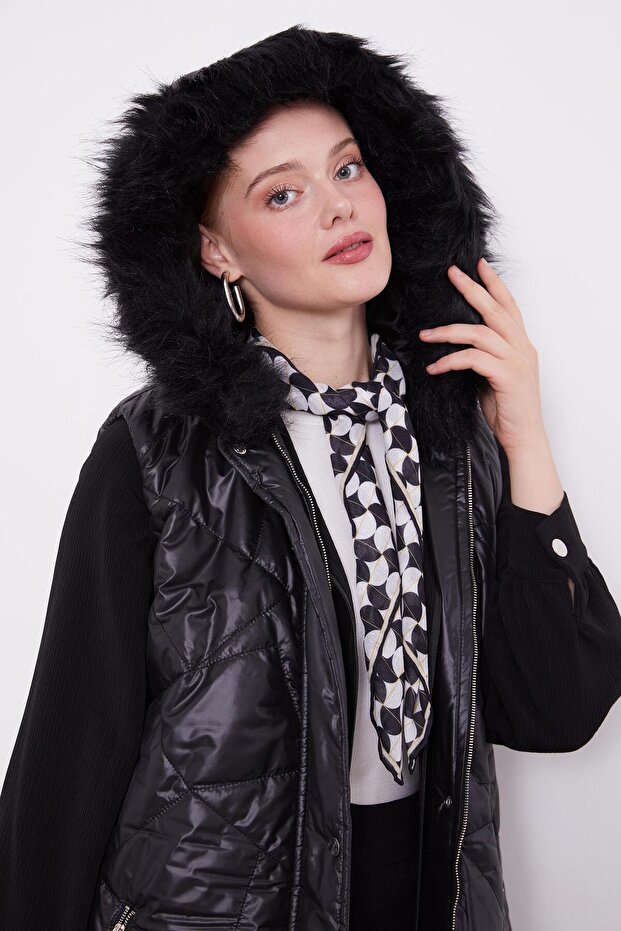 Siyah Kapitone Şişme Yelek - 5