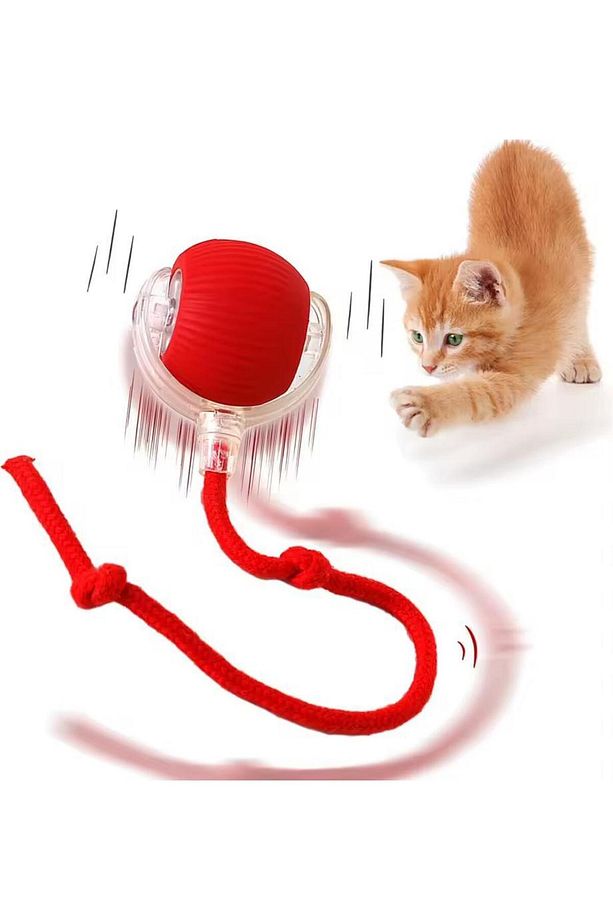 Akıllı Kedi Oyuncağı, USB Şarjlı, LED Işıklı, 3 Modlu, Otomatik Yuvarlanan Top - 6
