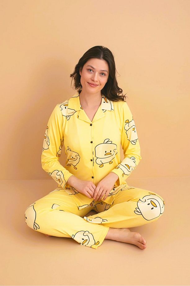 Civciv Desenli Kadın Pijama Takımı New Check Civcivli - 3