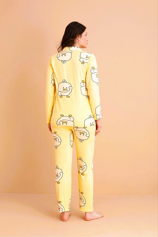 Civciv Desenli Kadın Pijama Takımı New Check Civcivli - 9