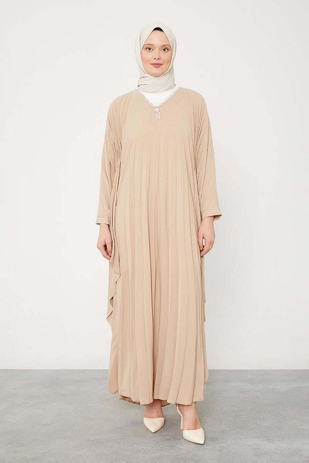 Camel Yarasa Kol Elbise - 1