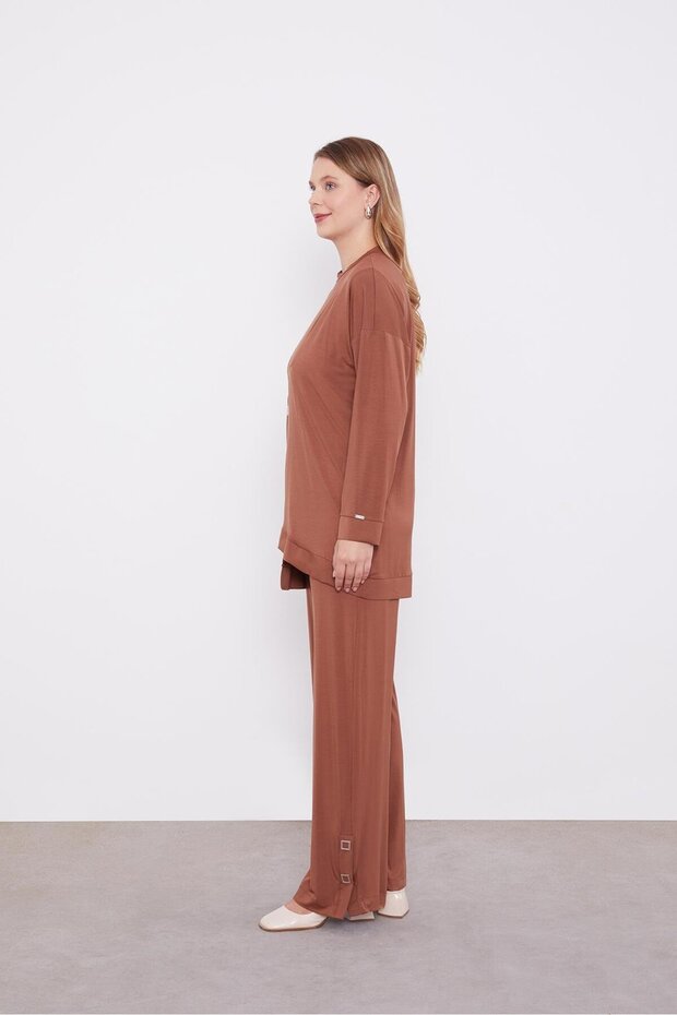 Coffee Asymmetrical Cut Double Set - 5