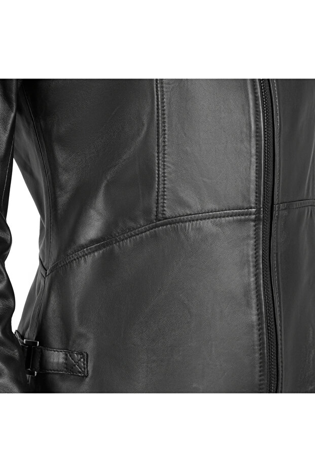 Paride Siyah Kadın Deri Ceket - 6