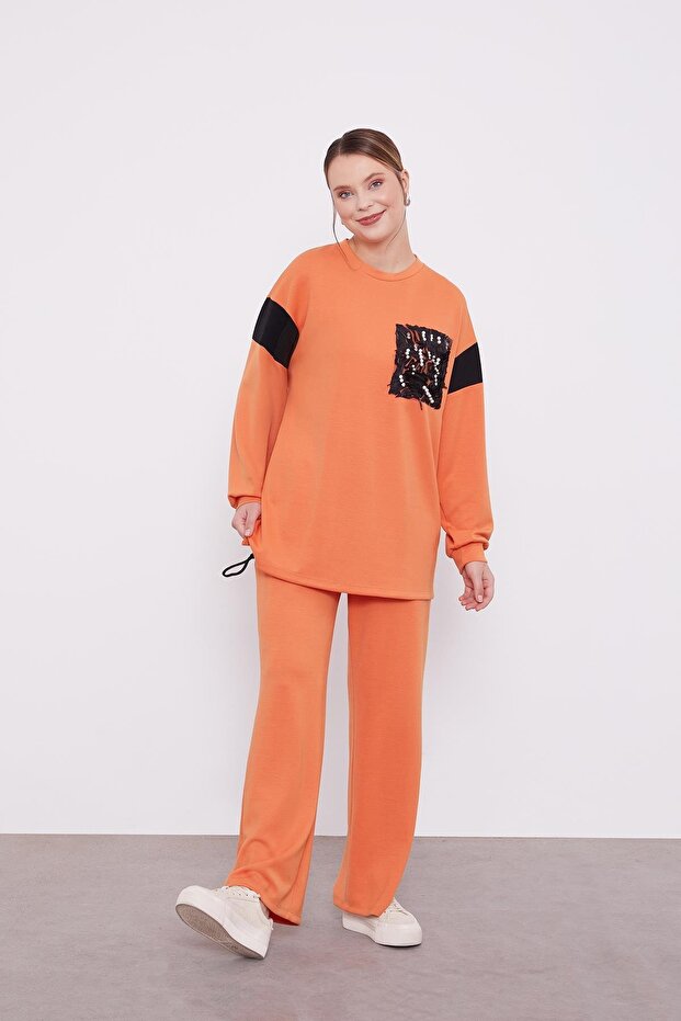 Orange Pearl Detailed Sport Suit