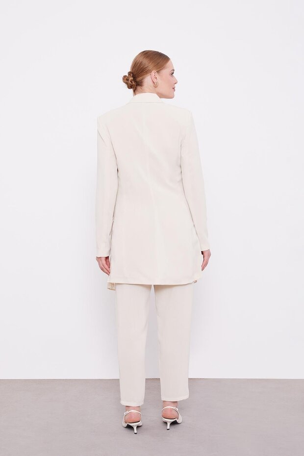 مجموعة سترة شيفون ذات طيات حجرية - 7