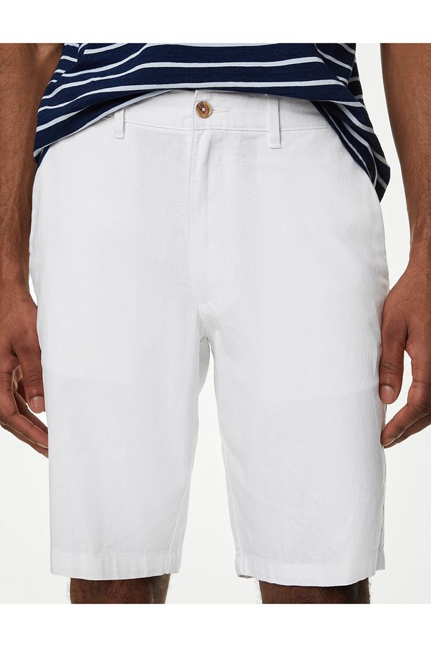 Regular Fit Keten Şort - 3
