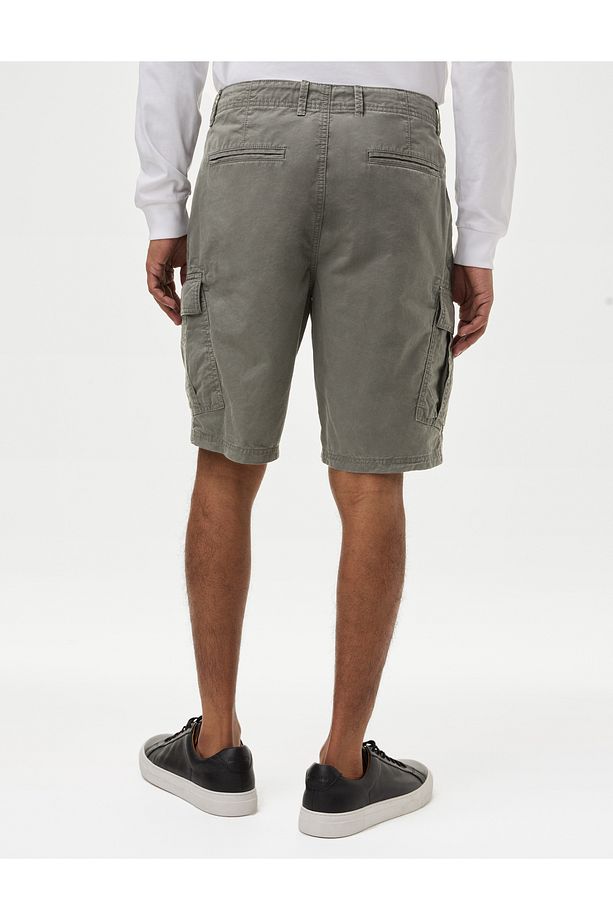 Saf Pamuklu Regular Fit Kargo Şort - 5