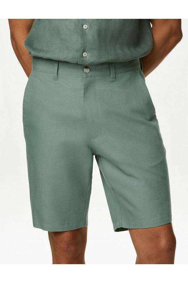 Regular Fit Keten Chino Şort - 2