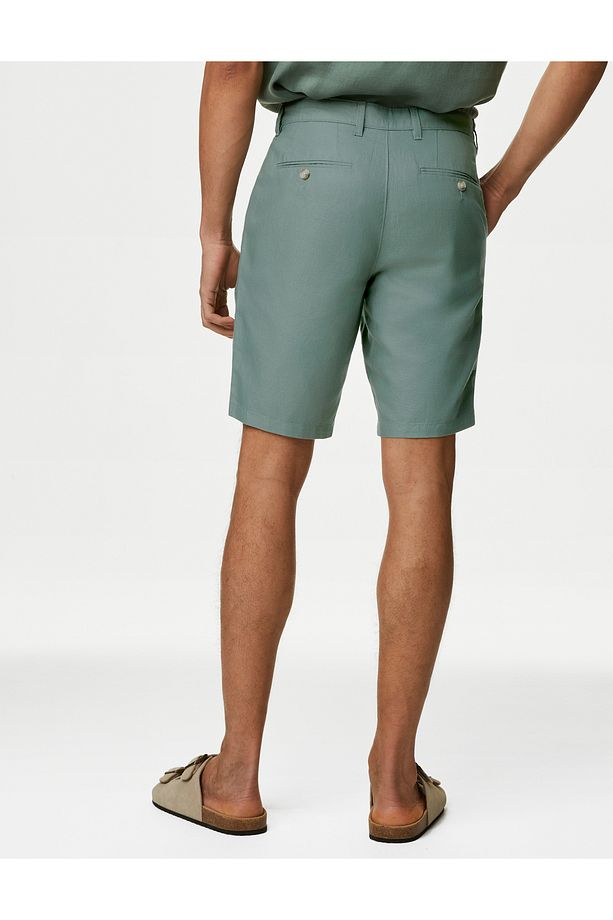 Regular Fit Keten Chino Şort - 3