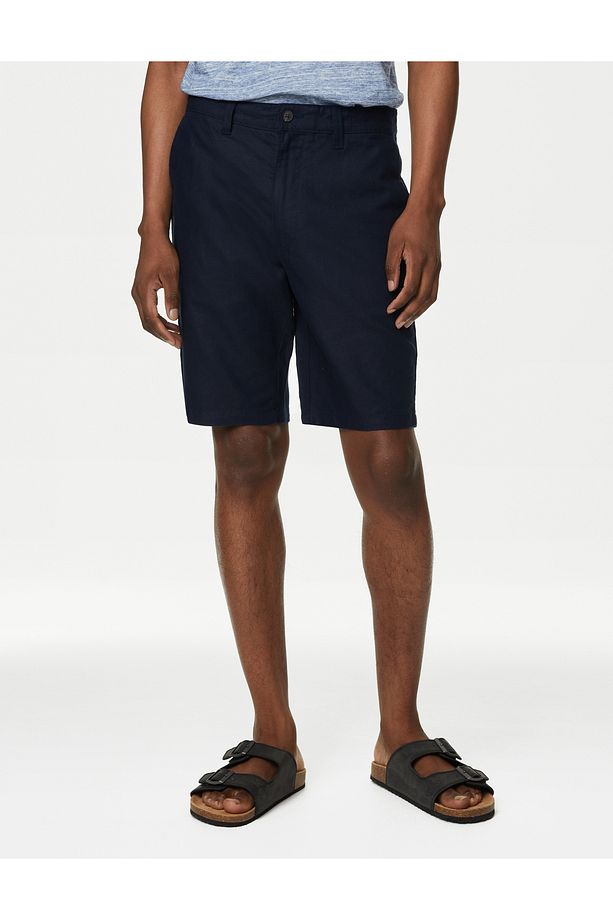 Regular Fit Keten Chino Şort - 4