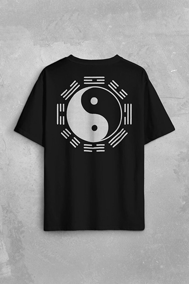 Black And White Ying Yang Pokemon Minimal Back Front Printed Oversize T-Shirt Unisex T-Shirt