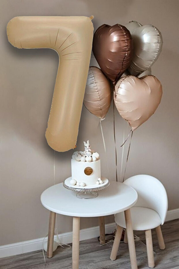 Heart and Age Number Balloon Birthday Balloon Set for 7 Years Old