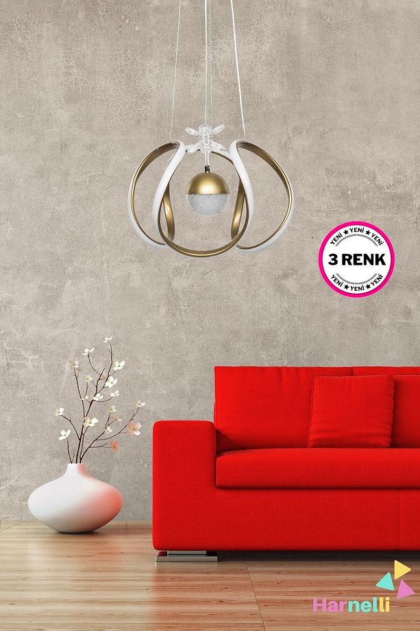 3 Renk Yanabilen Şeker Camlı Modern Ledli Avize - 1