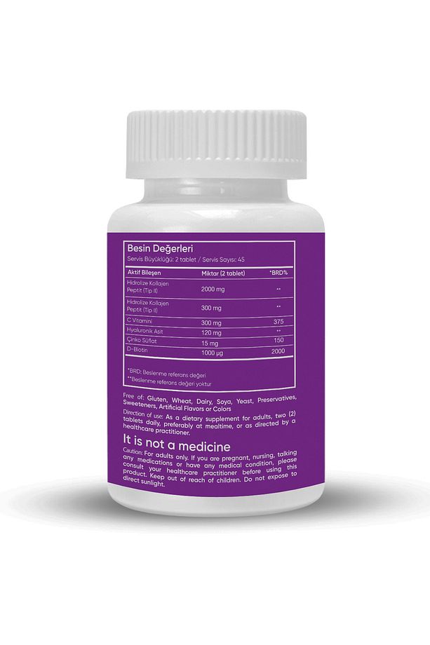 Pro Kolajen Plus Tip 1, 2 Ve 3 Kolajen, Vitamin C, Biotin Ve Çinko Içeren 90 Tablet - 5