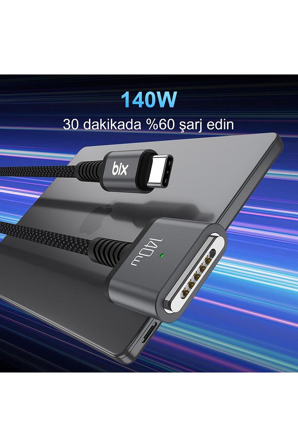 140w Type-c To Magsafe 3 Macbook Pro Ve Macbook Air 13″ 14″ 16″ M1 M2 Uyumlu Manyetik Örgülü Şar - 4