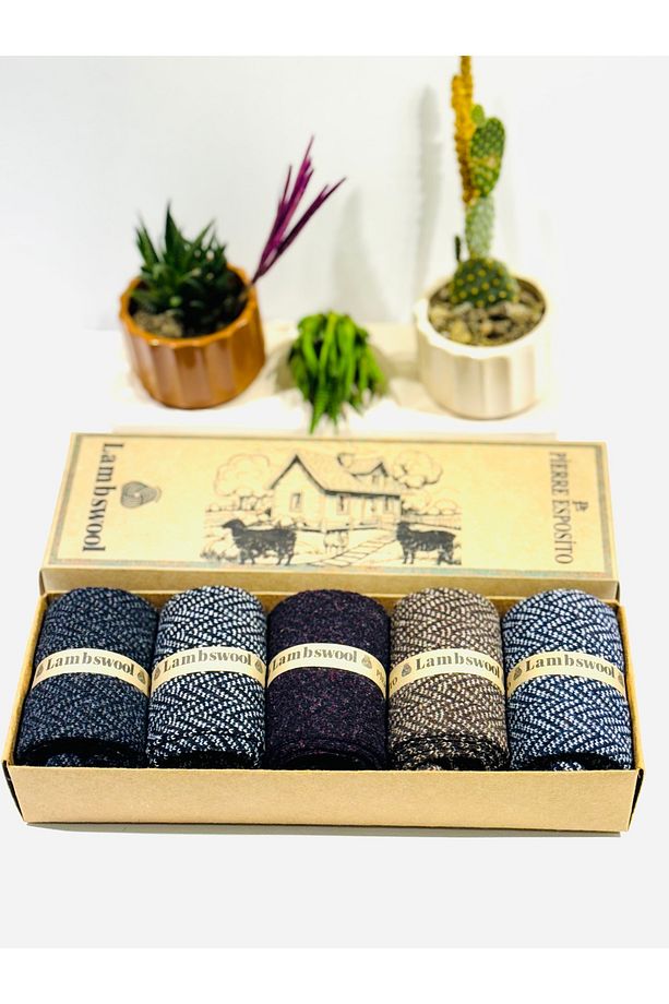 Erkek Yün Çorap Jakarlı Lambswool (5 Çift) - 2