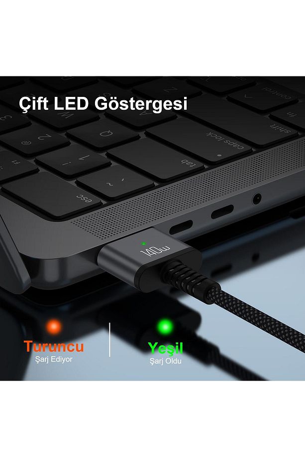 140w Type-c To Magsafe 3 Macbook Pro Ve Macbook Air 13″ 14″ 16″ M1 M2 Uyumlu Manyetik Örgülü Şar - 6