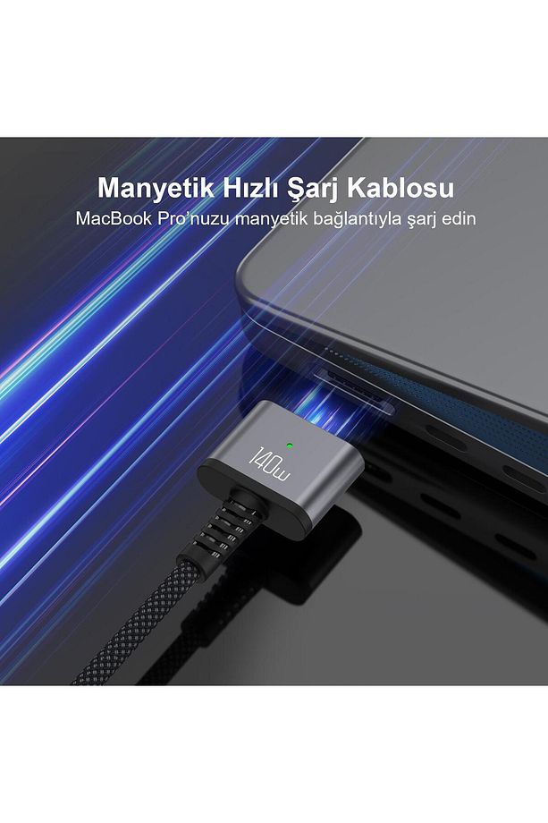 140w Type-c To Magsafe 3 Macbook Pro Ve Macbook Air 13″ 14″ 16″ M1 M2 Uyumlu Manyetik Örgülü Şar - 5