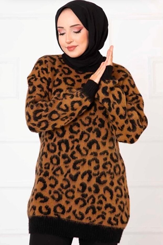 سترة ليوبارد تغطي الورك من الصوف بنسبة 100% 2056L - 1