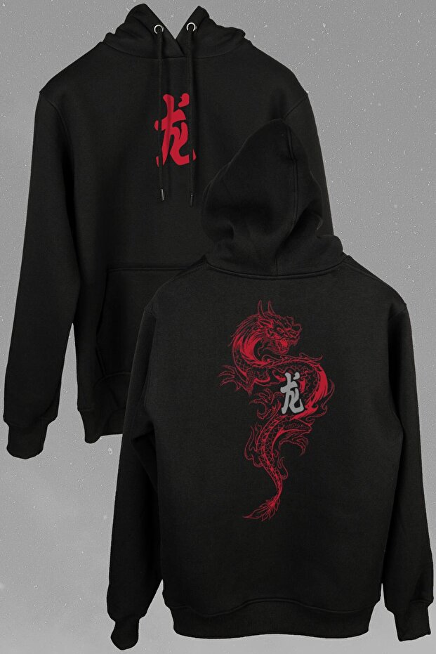 Dragon Dragon Far Eastern Japanese Drake Japanese Front And Back Printed Sweatshirt Unisex Hooded Hoodie
