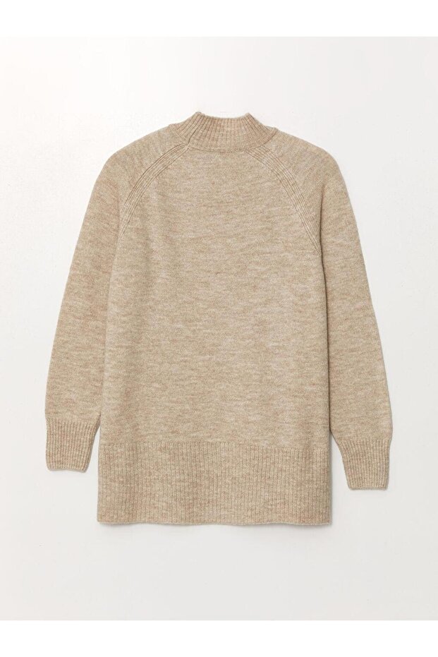 LCW Modest Dik Yaka Düz Oversize Kadın Triko Tunik - 7