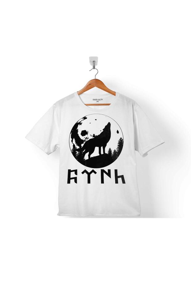 Tsk Göktürkçe Old Turkish Gray Wolf Wolf Wolf Head. Children's T-Shirt