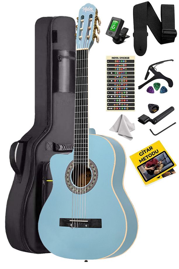 MGX-101LTB Üst Kalite SOLAK Klasik Gitar Açık Mavi Sap Ayarlı 4/4 Yetişkin - 3