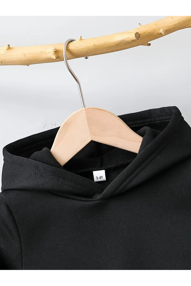 3 LEOPAR BASKILI UNİSEX KAPÜŞONLU ALT ÜST PAMUKLU ÇOCUK EŞOFMAN TAKIMI - 3