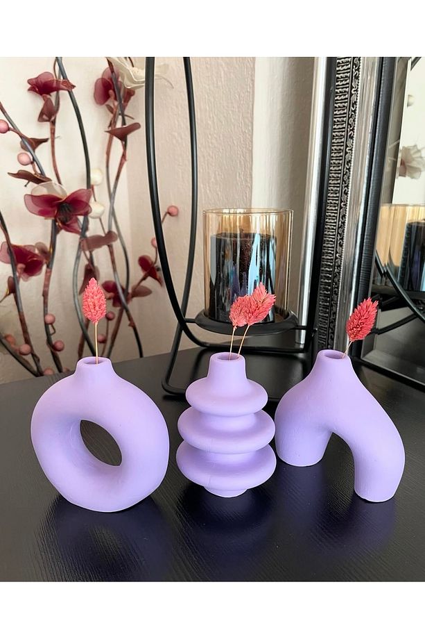 3'lü minimal vazo set,dekoratif saksı - 1