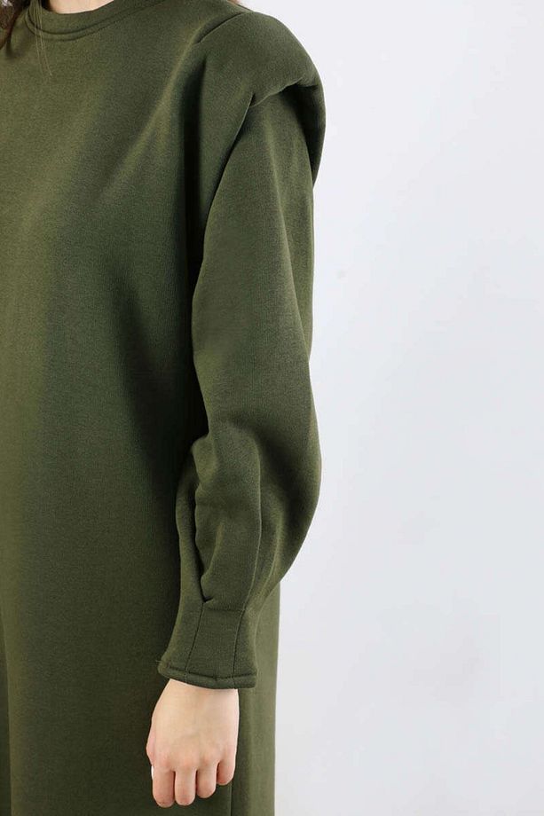 Oversize Üç İplik Elbise Haki - 4