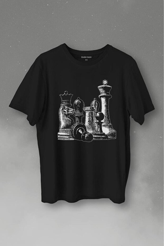 Chess Chess Pieces Bishop Knight Rook Queen Chess Printed T-Shirt Unisex T-shirt