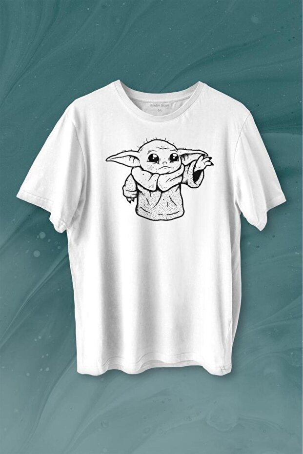 Baby Yoda Star Wars Mandalorian Silhouette Printed T-Shirt Unisex T-shirt
