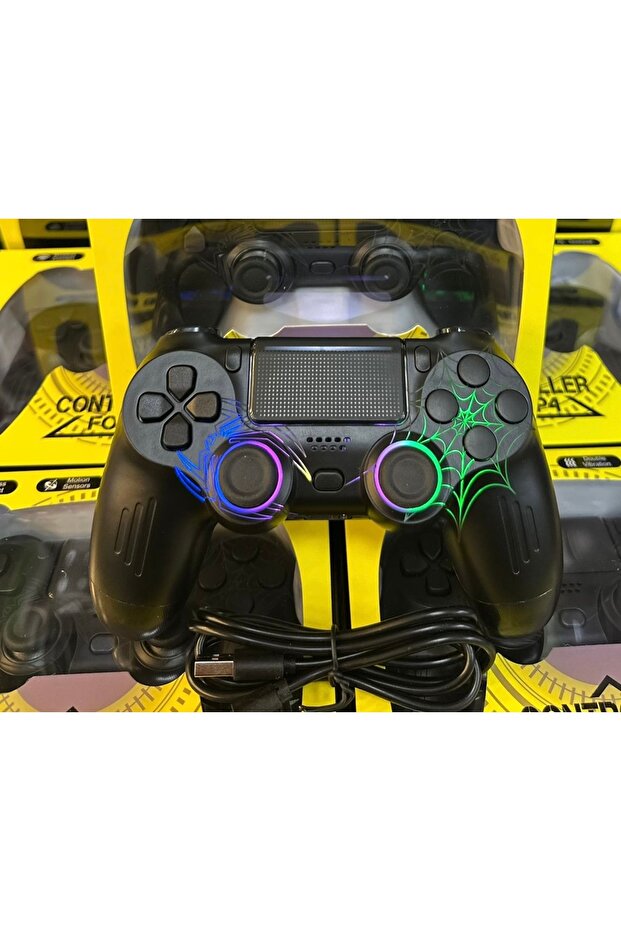 Ps4 Rgb Spiderman Işıklı Gamepad Ağ Örümcek Desenli Joystıck - 5