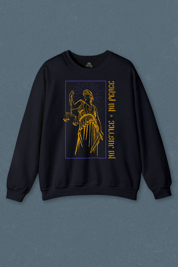Navy Blue Sweatshirt No Justice No Peace Justice Peace Urban Street Culture Urban Wear Printed Unisex