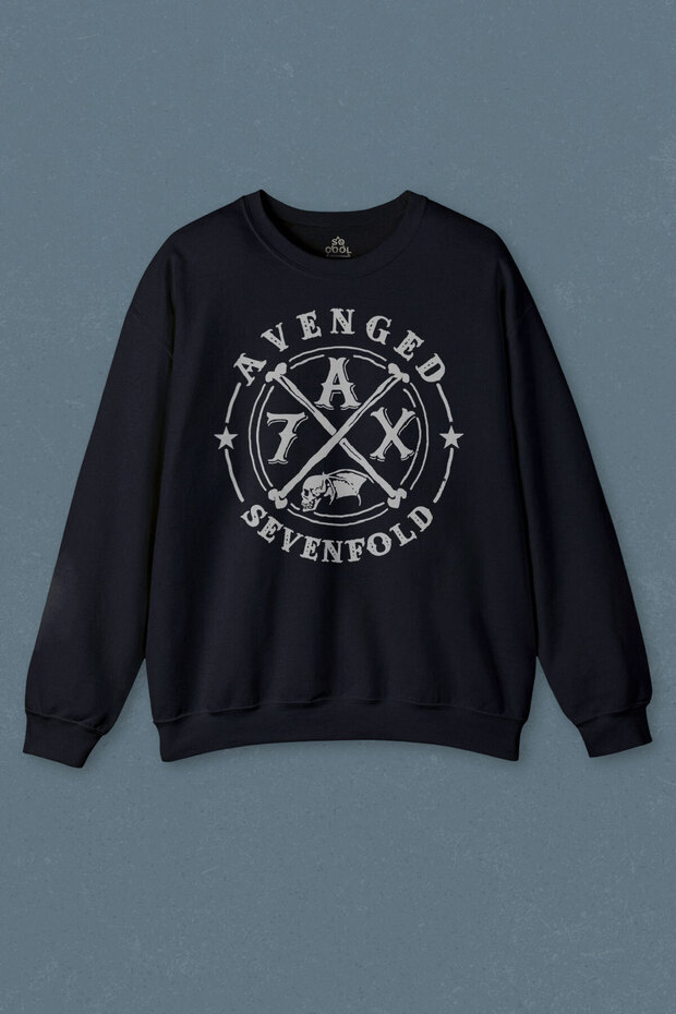 Navy Blue Sweatshirt Avenged Sevenfold 7Ax Matt Shadows Rock Music Printed Unisex Sweat