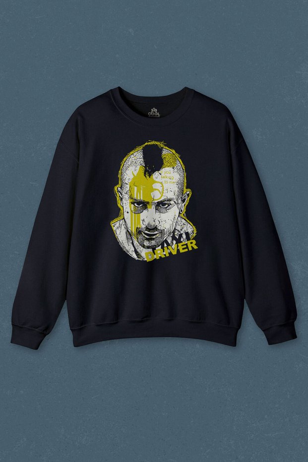 Navy Blue Sweatshirt Taxi Driver Robert De Niro Taxi Driver Movie Printed Unisex Sweat