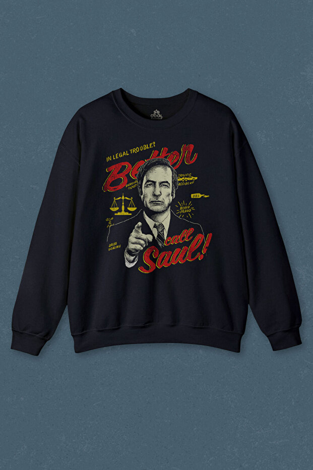 Navy Blue Sweatshirt Better Call Soul Breaking Bad Series Movie Printed Unisex Sweat