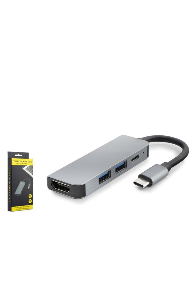 Hdx7840 Type-C to Hdtv HDMI 4K 30Hz Type-C 2*Usb3.0 4in1 Gray