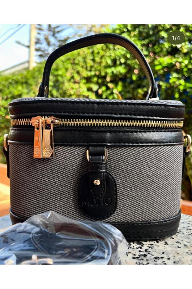 Siyah Gri Kutu Model Çapraz Kadın El Çantası - 7